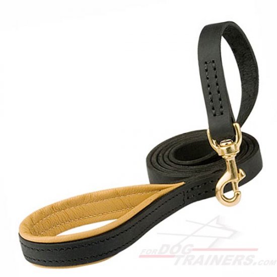 Padded on Handle Leather Dog Leash for Walking and Training