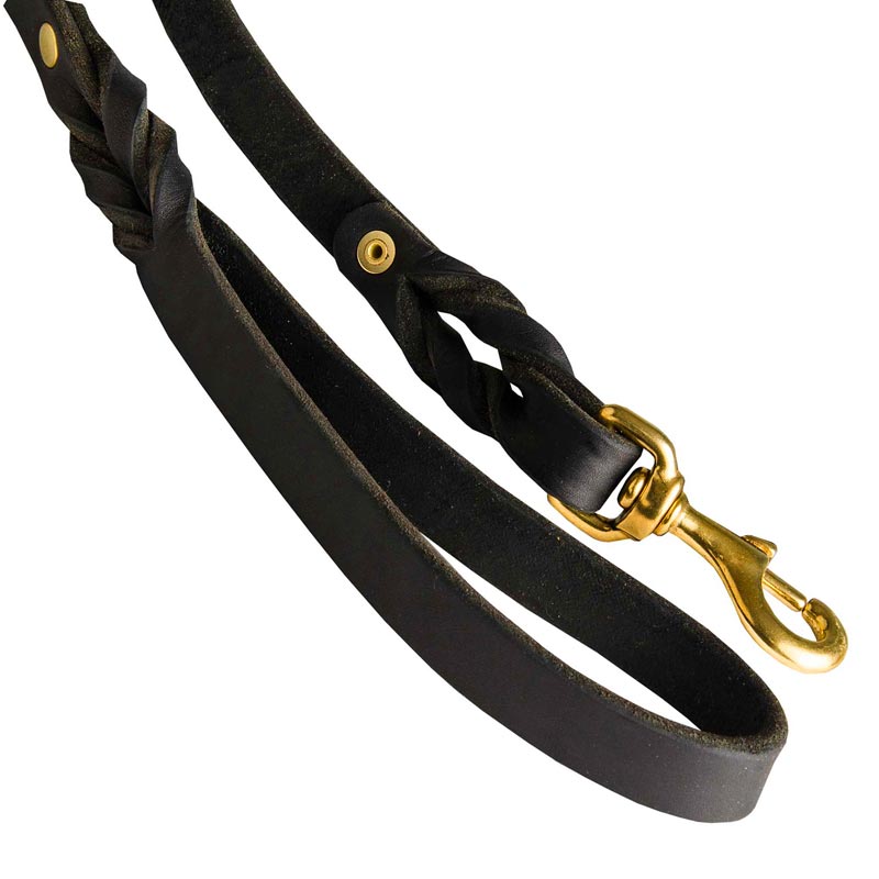 Dog Leash Leather with Snap Hook Brass-Made for Dog