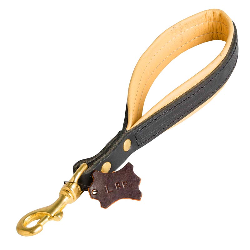 Padded on the Handle Leather Dog Leash with Brass Snap Hook