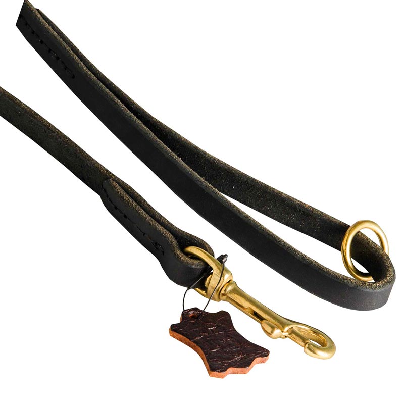 Handmade Leather Dog Leash with Floating O-Ring on The Handle for Dog